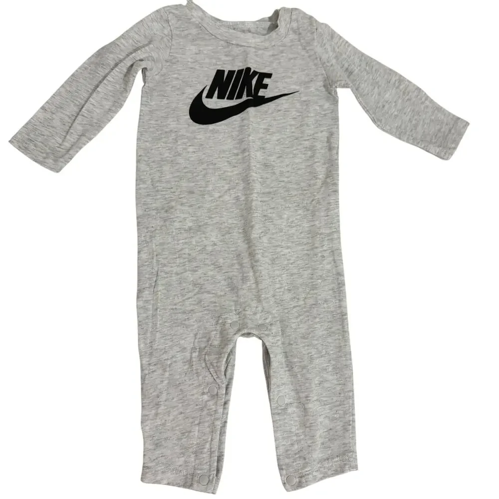 Nike Heather Gray Long Sleeve Jumpsuit Romper Size 6 Months